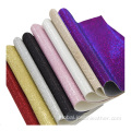 Artificial Faux PU PVC Leather Mesh surface chunky glitter PU faux leather Factory